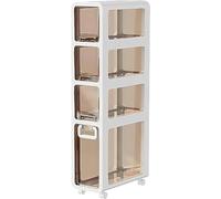 Armoire de rangement verticale à 4 niveaux avec roulettes, grande capacité, solution d'économie d'espace pour la maison, mobilité facile, parfaite pour les petits espaces