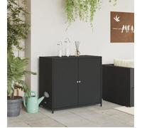 vidaXL Armoire de Rangement de Jardin, Buffet avec Portes, Placard avec Pieds, Organisateur de Terrasse Patio, Noir Résine Tressée