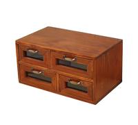 Armoire de rangement vintage en bois massif avec façade en verre et 4 tiroirs - Coffre décoratif rustique pour un accès facile et une décoration d'intérieur