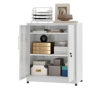 Armoire de Rangement YITAHOME 2 Portes Métal avec Clés 2 Étagères Réglables Meuble Bureau Salle de Bain Blanc