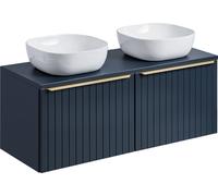 Armoire De Salle De Bain 120 Cm Avec 2 Tiroirs, Plateau Et Deux Lavabos