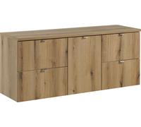 Armoire De Salle De Bain 140 Cm Avec Panier À Linge Chêne Evoke