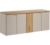 Armoire de salle de bain 140 cm Chêne Panneau Cachemire Fermeture silencieuse Élégance
