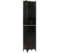Armoire de salle de bain 40x27x180 cm fer et bois de manguier Noir G