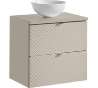 Armoire de salle de bain 60 cm avec lavabo sur socle et plateau en cachemire