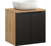 Armoire De Salle De Bain 60 Cm Avec Plateau Et Lavabo Smile Noir Mat 3D