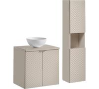 Armoire de salle de bain 60 cm Cachemire avec plan de travail et meuble haut