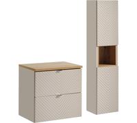Armoire de salle de bain 60 cm Chêne Cachemire Colonne supérieure Fermeture silencieuse