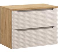 Armoire De Salle De Bain 80 Cm Avec Plateau En Chêne Et Façades 3D Beiges – Un Meuble Pour Toutes Les Salles De Bain