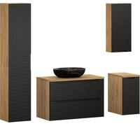 Armoire De Salle De Bain 90 Cm Avec Plan De Travail, Lavabo Mona Et Colonne