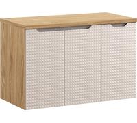 Armoire De Salle De Bain 90 Cm Avec Plateau En Chêne Et Trois Façades 3D – Style Et Fonctionnalité