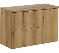 Armoire De Salle De Bain 90 Cm En Chêne Avec Plateau Et Panier À Linge