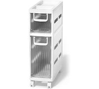 Armoire de salle de bain à 2/3/4 niveaux - Petite étagère de salle de bain - Vice de salle de bain avec roulettes - Étagère mobile pour petits espaces (2 étages