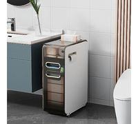 Armoire de salle de bain à 4 niveaux avec tiroirs de rangement, armoire de rangement fine de grande capacité pour papier toilette avec roulettes, commode étroite pour petits espaces et espaces