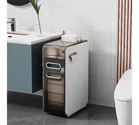 Armoire de salle de bain à 4 niveaux avec tiroirs de rangement, armoire de rangement fine de grande capacité pour papier toilette avec roulettes, commode étroite pour petits espaces et espaces