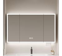 Armoire de salle de bain à LED antibuée avec miroir - Organisateur de rangement mural avec lampe réglable, design moderne peu encombrant