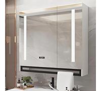 Armoire de salle de bain à LED avec miroir de maquillage à intensité variable, affichage de l'heure et de la température, solution de rangement élégante noire