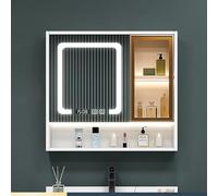 Armoire de salle de bain à LED avec miroir de maquillage anti-buée à intensité variable Gris élégant 80 x 70 x 12 cm
