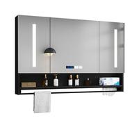 Armoire de salle de bain à LED avec miroir et porte anti-buée - Blanc - 140 x 80 cm - Design moderne - Solution peu encombrante pour petites salles de bains
