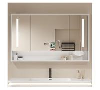 Armoire de salle de bain à LED avec miroir - Meuble de rangement mural avec miroir - Armoire à pharmacie moderne - Salle de bain élégante - Design peu encombrant (A B 80)