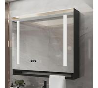 Armoire de salle de bain à LED avec miroir mural intelligent à intensité variable en continu, affichage de l'heure et de la température, miroir de maquillage LED élégant pour salles de bains modernes