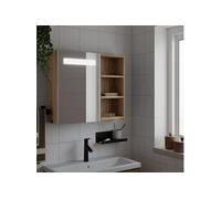 vidaXL Armoire de salle de bain à miroir avec LED chêne 60x13x52 cm