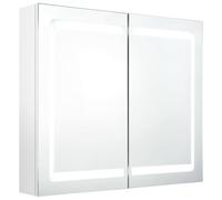 vidaXL Armoire de salle de bain à miroir LED Blanc brillant 80x12x68 cm