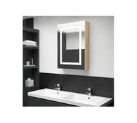 Armoire de salle de bain à miroir LED blanc et chêne 50x13x70cm Blanc et chêne G