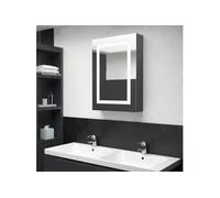 vidaXL Armoire de salle de bain à miroir LED Gris 50x13x70 cm