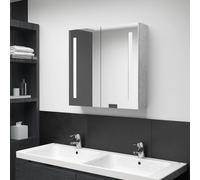 Vidaxl Armoire De Salle De Bain À Miroir Led Gris Béton 89x14x62 Cm Gris