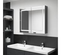 Armoire de Salle de Bain à Miroir LED Gris Béton 80x12x68 cm Rangement vidaXL