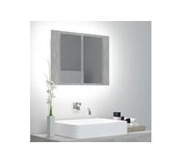 Armoire de salle de bain à miroir LED Gris béton Acrylique