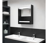Armoire de Salle de Bain à Miroir LED Noir 50x14x60 cm Meuble Rangement vidaXL