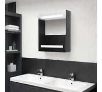 Armoire de Salle de Bain à Miroir LED Noir 50x14x60 cm Meuble Rangement vidaXL
