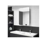 Vidaxl Armoire De Salle De Bain À Miroir Led Noir Brillant 60x11x80 Cm Noir