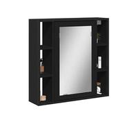 Vidaxl Armoire De Salle De Bain À Miroir Noir Bois D'ingénierie Marron