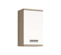 Armoire de salle de bain à suspendre - Décor Blanc et chêne - 1 porte - H68,8 x P29 x L40,2 cm - VERIS
