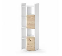 Vicco Meuble de Rangement de Salle de Bain Alf, Blanc/Chêne, 36 x 117 cm avec 2 tiroirs