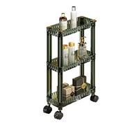 Armoire de salle de bain Armoire de salle de bain à roulettes mince avec roulettes - Chariot de rangement de maquillage étroit à 3 niveaux, étagère mobile peu encombrante pour les cosmétiques et les