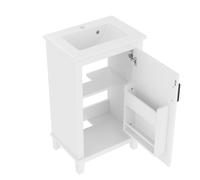 Armoire de salle de bain autoportante avec lavabo en céramique intégré, étagères réglables, 51x34x83 cm, Blanc