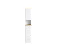 Armoire de Salle de Bain avec 2 Portes, Tiroir et Niche 32x170x30cm Blanc FRG236-WN