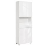 VASAGLE Armoire de Salle de Bain, Meuble de Rangement, Colonne, avec 2 Tiroirs, Étagères Réglables, Compartiments, 30 x 60 x 170 cm, Blanc Nuage