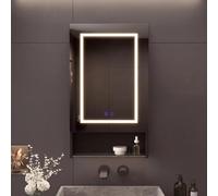 Armoire de salle de bain avec éclairage - 50 x 16 x 88 cm - Armoire murale avec éclairage et étagère - 3 couleurs de lumière à intensité variable et anti-buée - Armoire murale de salle de bain avec