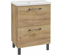 Armoire de salle de bain avec lavabo et 2 tiroirs 50x80cm Standing Oak Craft Cassandra