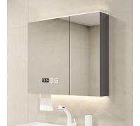 Armoire de salle de bain avec lumières LED, éclairage 3 couleurs, interrupteur tactile, tampon anti-buée, rangement de médicaments, montage mural, grand miroir