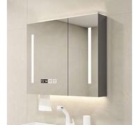 Armoire de salle de bain avec miroir 3 couleurs de température à fixer au mur, compartiments ouverts, grande surface réfléchissante, design peu encombrant pour salles de bains modernes