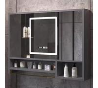 Armoire de salle de bain avec miroir à LED de 101,6 cm - Anti-buée - Fixation murale avec étagère de rangement et porte-serviettes - 3 portes - Smart Touch - Armoire à pharmacie décorative