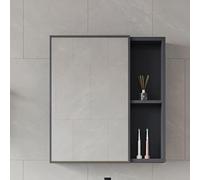 Armoire de salle de bain avec miroir anti-buée avec éclairage LED, contrôle tactile, miroir cosmétique en aluminium aérospatial, éclairage automatique, solution de rangement élégante et fonctionnelle