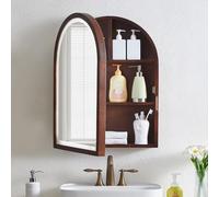 Armoire de salle de bain avec miroir arqué - Solution de rangement élégante en bois pour salle de bain et salon - Organiseur peu encombrant pour petites salles de bains et intérieurs élégants