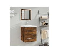 Armoire de salle de bain avec miroir Chêne fumé 41x38,5x48 cm 820469